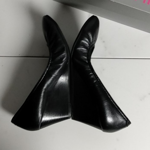 Connie Solid Black Wedge Slip on Dress Shoe - Picture 5 of 9